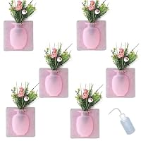 3 Stück Moderne Silikon-Vasen - Transparent Weiß, Blau, Rosa, 14,5x14,5x15 Cm, Selbstklebend
