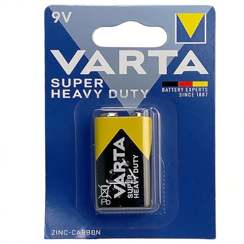 Batería para transistor Varta 9 V PP3 6LR61 Superlife Power Zinc | 1 paquete 1 unidad | Potentes y duraderas para dispositivos energéticos | para mandos a distancia, detectores de humo y dispositivos