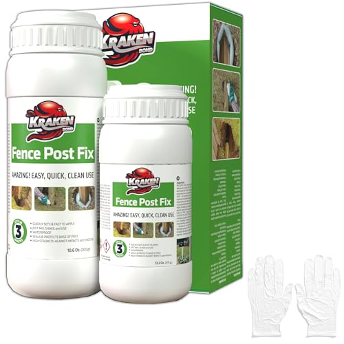 Kraken Bond Expanding Foam Post Hole Filler - (1x10.5 + 1x13.2 oz) 2 Part Expanding Polyurethane Concrete Alternative for Fence, Deck, Mailbox, Anchor, Waterproof Fence Post Repair Kit, 1 Pack