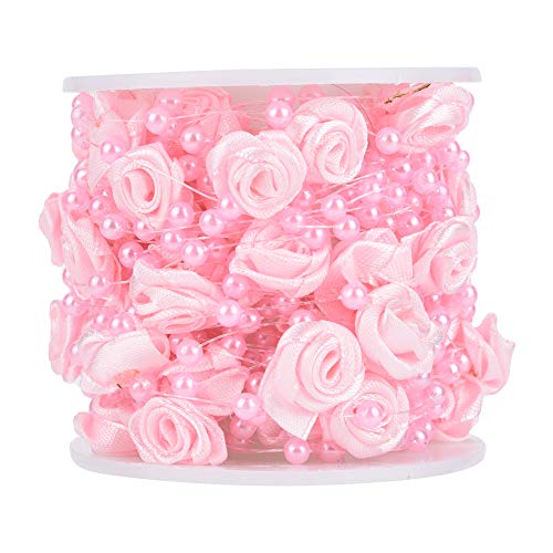 Aqur2020 Rose Artificial Pearl Garland, Artificial Rose Pearl Beads Wire Decoration for Floating Candles Vases Fillers Party ()