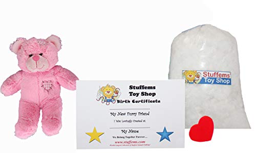 Make Your Own Stuffed Animal Mini 8 Inch Pink Heart Patch Bear Kit - No Sewing Required!