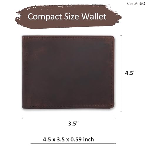 Full Grain Leather RFID Blocking Bifold Wallet for Men with Guitar Pick Holder, Slim Leather Billfold, Classic Gift Wallet (Pass Case Wallet, Brown)4