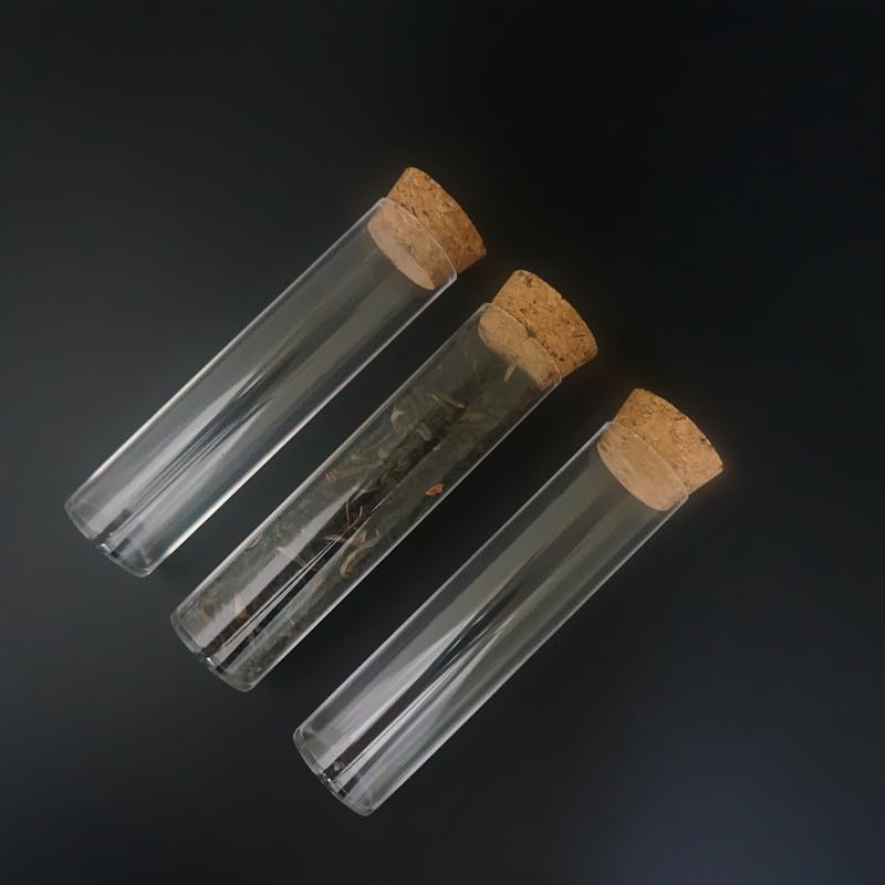 20pcs 30pcs 50pcs 100pcs 25x95mm Flat Bottom Tea Plastic Test Tube Drosophila Vials Culture Tube with Cork Stoppers(20pcs)