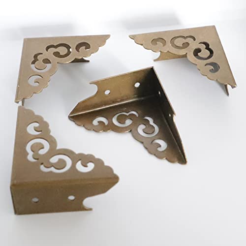 Image of Metal Corner Guard Zinc Alloy Box Corner Protector Decorative Edge Cover Safety Guard Cabinet Furniture Corner Metal Bumpers Pack of 4