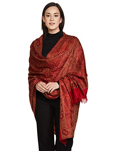 Image of Pashtush Women's Kashmiri Jamawar Shawl, Deep Maroon