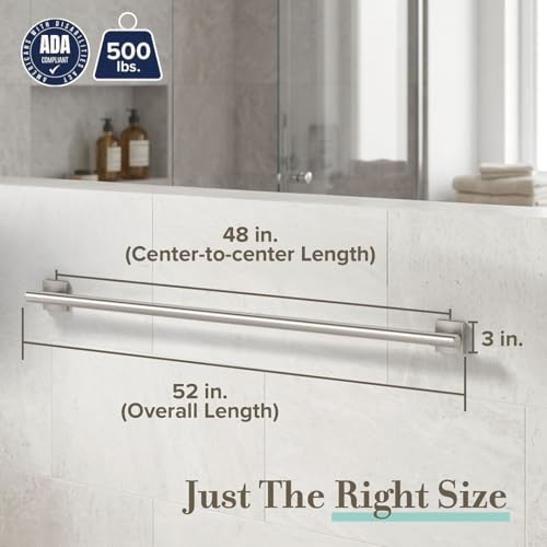 Image of Elevate 48 inch L Grab Bar, Satin Nickel