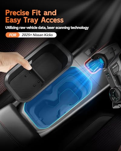 Image of CDEFG for 2025 2026 Nissan Kicks Center Console Cup Holder Organizer Insert TPE Accessories