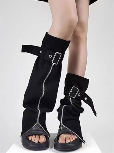 Image of Sup-Coente Gothic Flare Leg Warmers for Women Punk Goth Steampunk Y2k Emo Grunge