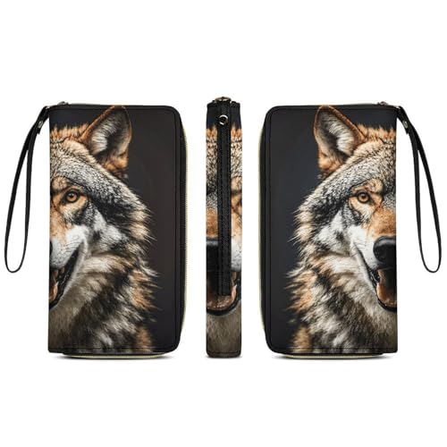 Womens Wallet Hungry Like A Wolf Print Cell Phone Wallet Purse Travel Long Purse PU Leather Clutch Wallets with Zip, Hand Strap3