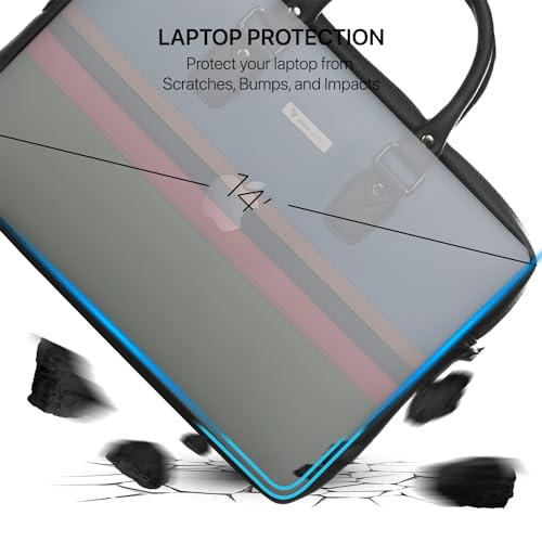 Image of Vaku Luxos MILAN 14 Inch Laptop Bag Leather Collection Messenger Organizer Shoulder Sling Office Bag for Men & Women With Adjustable Strap for Laptop and MacBook up to 14 inch