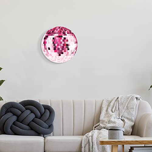 Stupell Industries Pink Disco Ball Pattern Shining Geometric Squares, Design by Hey Bre! Creative Studio, 12 x 12, Wall Plaque