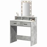 Design rectangulaire élégant avec lampes blanches intégrées - Ajoute une touche tendance à n'importe quelle pièce. La surface structurée et la couleur grise s'harmonisent avec les intérieurs modernes. La lumière flatteuse optimise les sessions de maquillage pour des résultats parfaits.