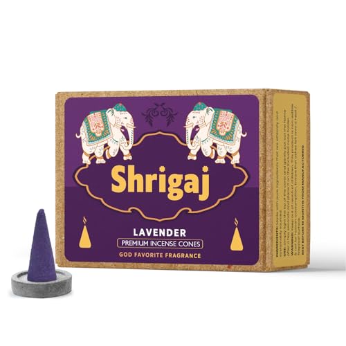 Image of Natural Dry Dhoop Cones - 51 Cones Lavender Fragrance for Daily Puja, Meditation & Rituals with Free Cone Holder