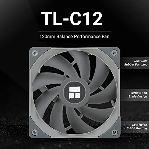 Image of Thermalright TL-C12 120mm CPU Fan, Computer case Fan, Quiet 4pin PWM PC Fan, 1500RPM, Cooler Fan, for S-FDB Bearing CPU Cooling Fan