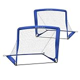 【正規品】dakaxka サッカーゴール 折りたたみ ゴール 子供用 サッカー ゴール 室内 屋外兼用 フットサル用ゴール ポータブルサッカーゴール 専用収納袋プレゼント設置用動画と日本語の取扱説明書が付属します (ブルー2個, 90*74*74)