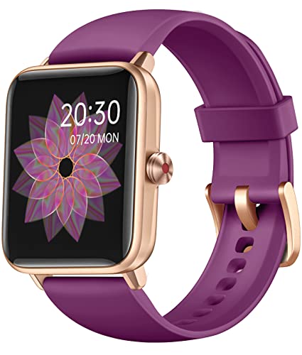 Dirrelo Smart Watch for Android Phones iPhone Compatible, Smart Watches for Women Men, 5ATM Waterproof Android Smart Watch Fitness Tracker with Sleep Step Counter, Plum