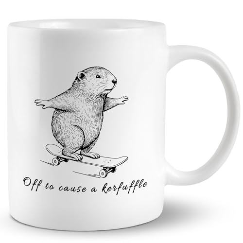 Taza de cerámica con capacidad de 11 onzas y diseño moderno miniatura 1