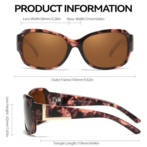 LVIOE Polarized Sunglasses for Women Fashionable Wrap Around Sunglasses with UV400 Protection LS62023
