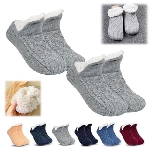 Truecups Fleece Socks, Truecups Thermal Socks, Fleecesox - Fleece-Lined Non-Slip Thermal Slippers Socks, Truecups Indoor Slipper Socks