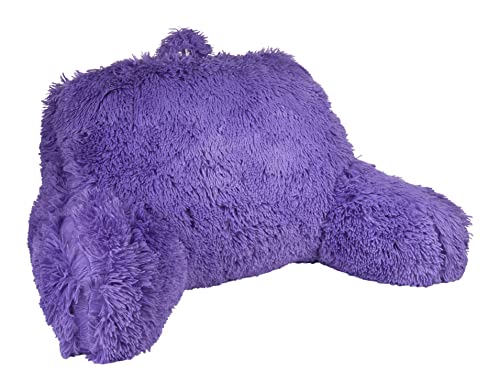 Klear Vu Shaggy Bed Rest Back Support Pillow For Adults And Kids, Lumbar And Arm Support On Bed, Chair, Couch, Sofa And Floor - Large Reading Pillow, 30" X 21", Purple Rain #TOP20