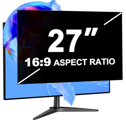 LUSA DESIGN 27 Inch Computer Monitor Privacy Screen Filter for 16:9 Aspect Ratio, Eye Protection Anti Blue Light Glare Shield, Removable Blackout Anti Spy Desktop Security Private Filter Protector