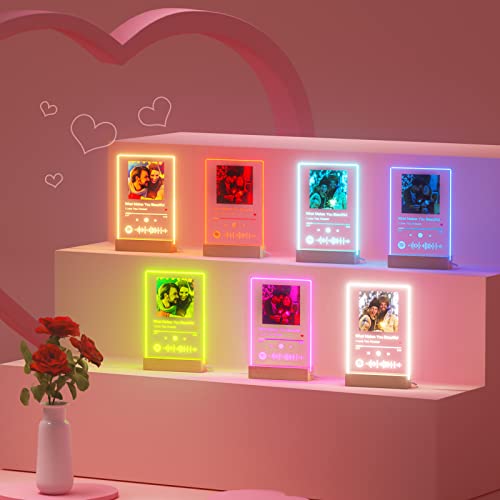 witfox Personalized Gifts for Women Men - Acrylic Spotify Song Plaque - Spotify Plaque Custom Photo Gifts for Boyfriend Girlfriend - Customized Gifts for Him Her