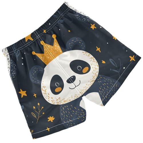 Pigsaly Boys' Swim Board Shorts Cute Panda Gold Crown Boy's Swim Trunks Kids Swimwear 3T2