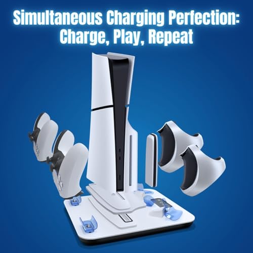 Suporte de resfriamento vertical ajustável em 3 velocidades para PS5 Slim e PS5, base de carregament