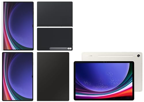 Image of Samsung Galaxy Tab S9 Ultra, RAM 12 GB, ROM 512 GB, Wi-Fi + 5G Tablet, Beige with S9 Ultra Screen Protector & S9 Ultra Keyboard, Black & S9 Ultra Notepaper Screen, White & S9 Ultra Book Cover, Black