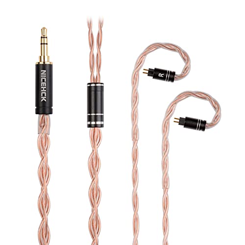 NICEHCK GCT5 Earphone Upgraded Cords, 5N IEM Cable,OCC in Ear Monitor Cables for Musician Singer Audiophile Earbuds Replacement Cord (3.5mm 0.78 2Pin)