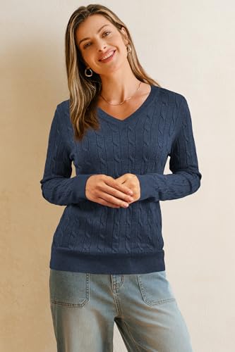 Image of Arach&Cloz Women's Wool Blend Fall Sweaters Business Casual Outfits 2026 | Soft&Breathable Pullover, Long Sleeve, V-Neck, Relaxed Fit Workwear, Business Casual, Teacher Outfits