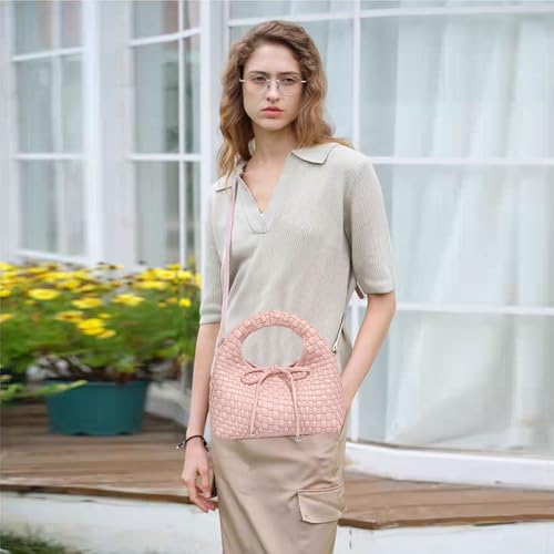 Image of JINMANXUE Fashion Mini Handbag For Women, Woven Tote Bucket Composite Bag Knitting Chain Bags, Crossbody Shoulder Purses