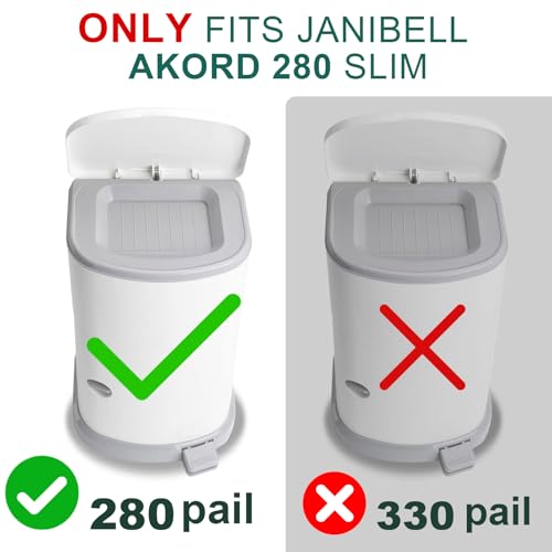 Image of 8 Pack Adult Diaper Liner Refills,Diaper Pail Refill Bags Compatible with Janibell Akord 280 Slim Model Adult Diaper Disposal System Powerful Odor Resistant,Plant Scent (NOT Compatible with 330 Pail)