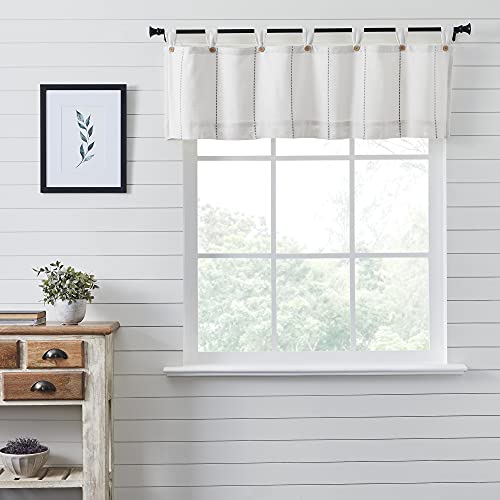 Vhc Brands Stitched Burlap Curtain Valance, White, 16X60 #TOP1