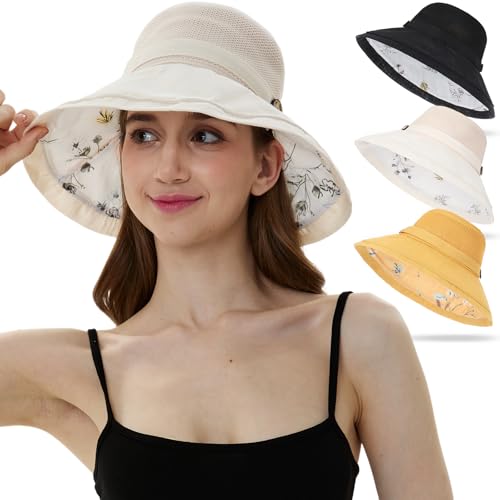 3 Sombreros de malla de verano para mujer con ala ancha