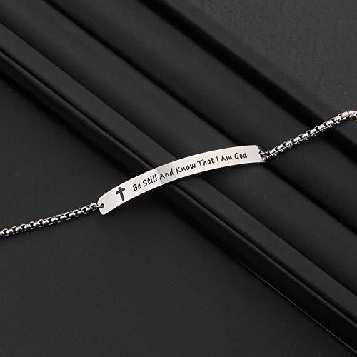MYOSPARK Scripture Bracelet Bible Verse Jewelry Be Still And Know That I Am God Bracelet Christian Gift3