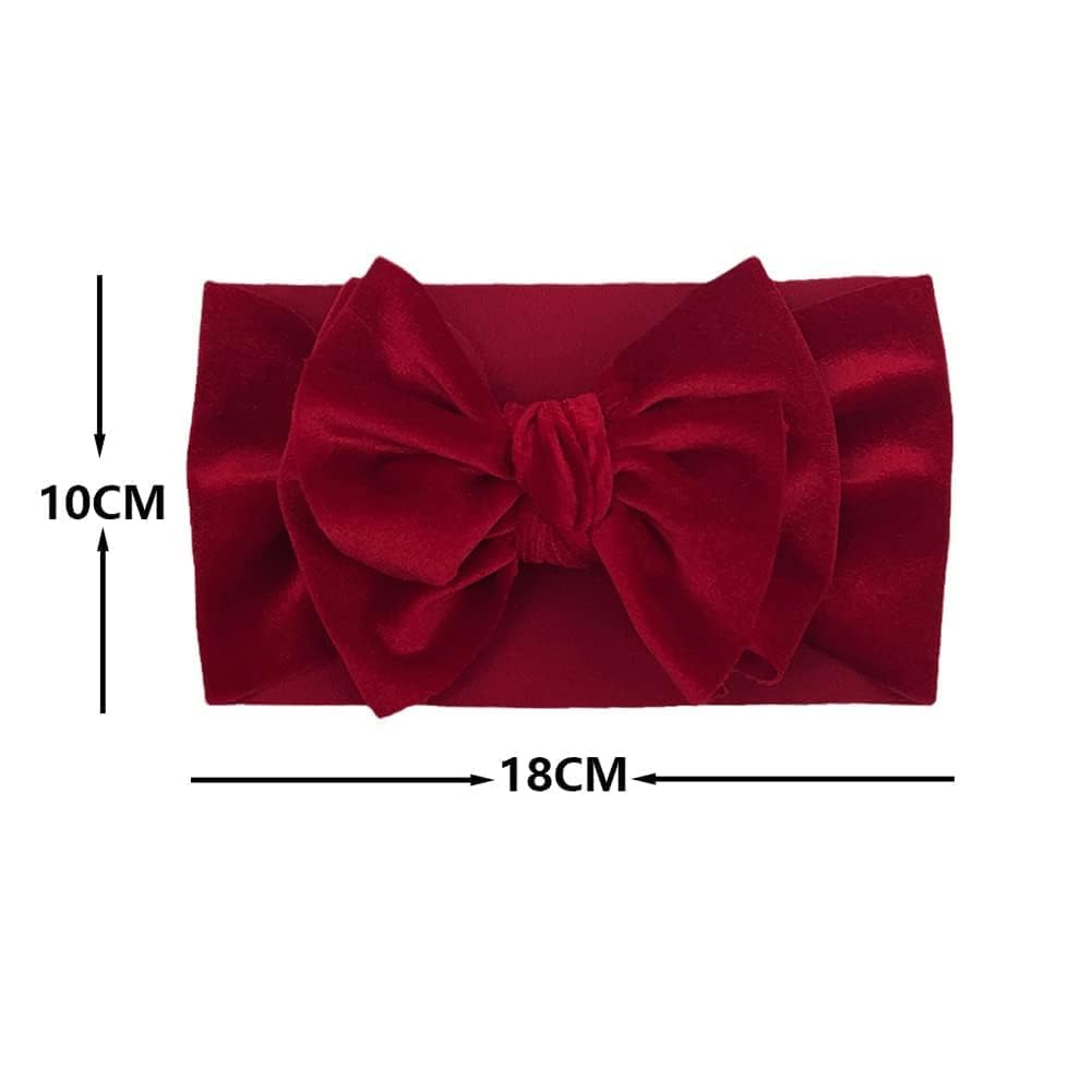Baby Girls Bow Headbands, Stretchy Velvet Hair Bows Headbands Solid Color Wide Turban Knotted Big Bow Elastic Hairbands Headwraps Hair Accessories