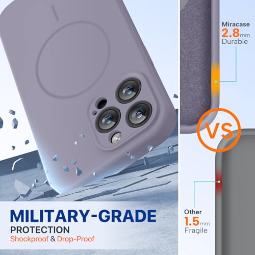 Image of Miracase Magnetic for iPhone 14 Pro Max Case, [Soft Anti-Scratch Microfiber Lining], Compatible with MagSafe, Silicone Shockproof Protection Phone Case for iPhone 14 Pro Max,Lavender Gray