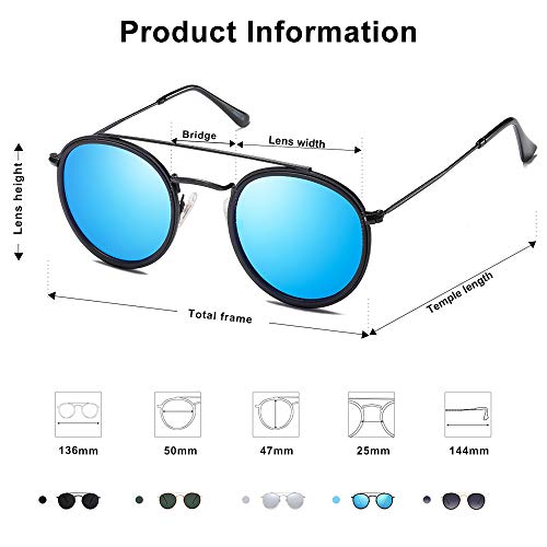 Image of SOJOS Retro Vintage Round Polarized Sunglasses for Women Men Double Bridge Circle Sunnies SJ1104
