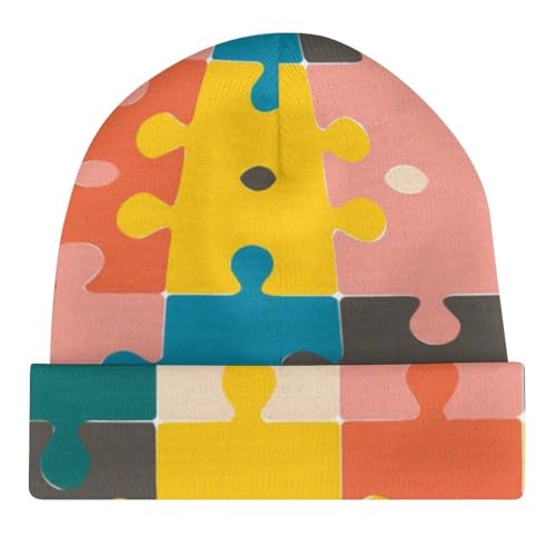 Autism Awareness Pattern Kids Beanie Hat for for Girls Boys Children Cap Winter Knitted Chemo Cancer Headwear Accessories Gifts Decoration Black4