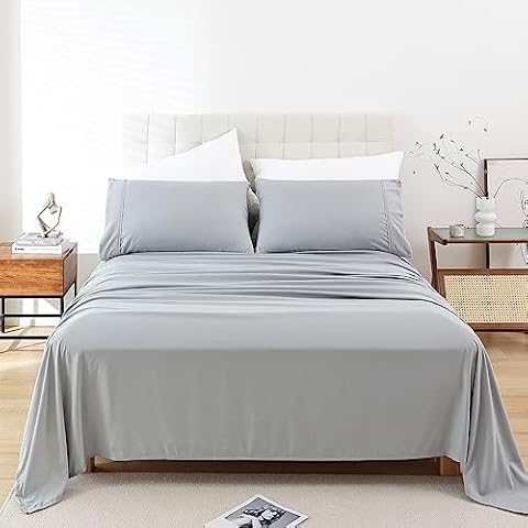 Queen Sheet Set - Breathable Cooling Luxury Sheets for Queen Size Bed, 16" Extra Deep Pocket Queen Bed Sheets Set, Hotel Soft Bedding Sheets & Pillowcases, 4 Piece Oeko-Tex Sheets Cover
