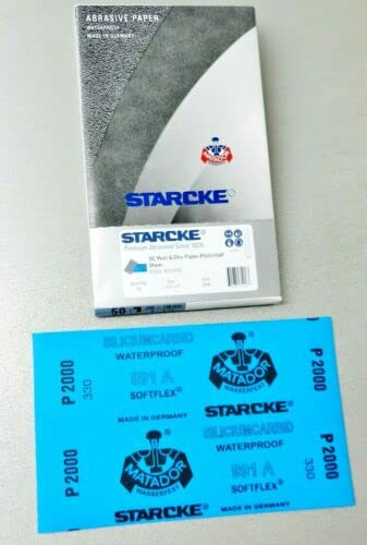 Matador Abrasive Wet or Dry Sandpaper 50 Sheet 2000 Grit 5-1/2 x 9" Silicon Carbide Made in Germany