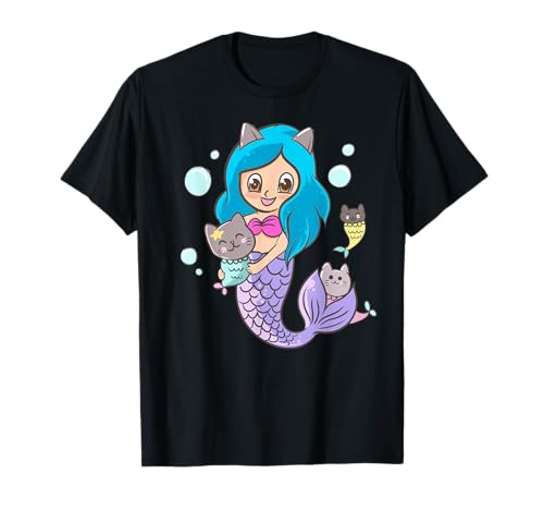 Cute Kawaii Anime - Mermaid Kitten Cats - Japanese Camiseta