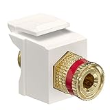Leviton 40833-BTR QuickPort Binding Post Adapter with Red Stripe, Light Almond