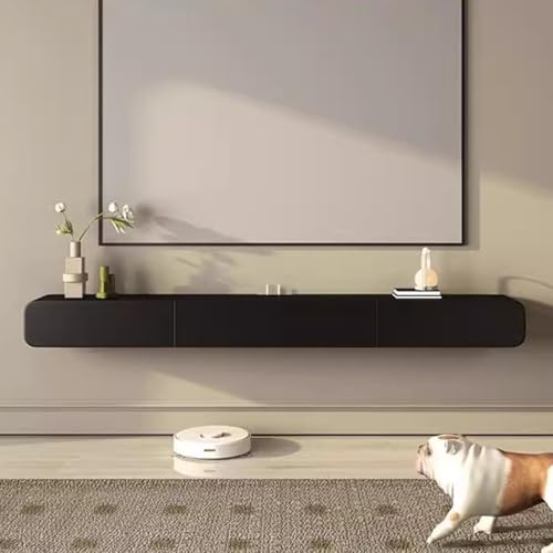 Meuble TV mural moderne multi-compartiments avec porte et tiroirs noir - 6