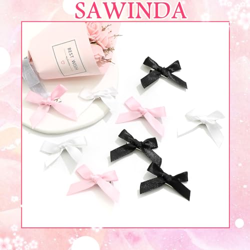 30 piezas pinzas para el cabello lazo satinado rosa miniatura 7