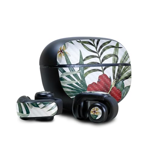 Image of Carbon Fiber Skin Compatible with Bose Ultra Open Earbuds - Tropical Hibiscus - Premium 3M Vinyl Protective Wrap Decal Cover - Easy to Apply | Crafted in The USA by MightySkins