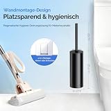 HAMITOR Zestaw szczotek toaletowych ze stali nierdzewnej: szczotka do WC z mocowaniem na ścianie, bez wiercenia, szczotka do głębokiego czyszczenia pod krawędzią, z szybkoschnącym i uchwytem na