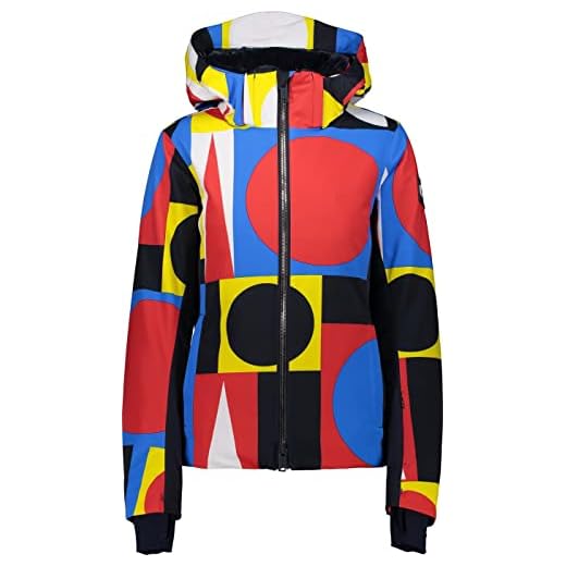 CMP W Jacket Zip Hood III färgglad, damer regnjacka, storlek 40 – färg svart – blå – Ferrari – gul