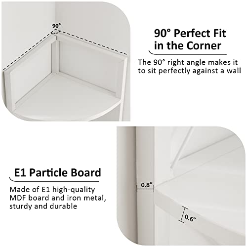 Fiona's Magic 5-Tier Corner Shelf Stand, Tall Corner Bookshelf Corner Plant Stand, Corner Storage Shelves For Living Room, Home Office, Small Space, White #TOP2